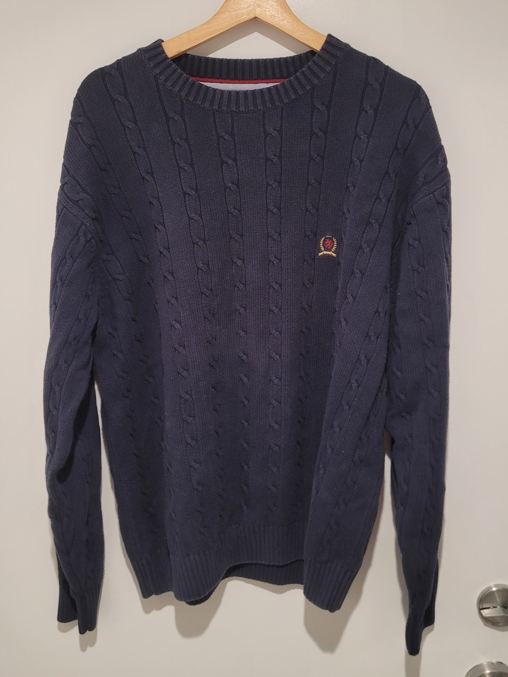 Tommy Hilfiger Navy Cable-Knit Crewneck Sweater